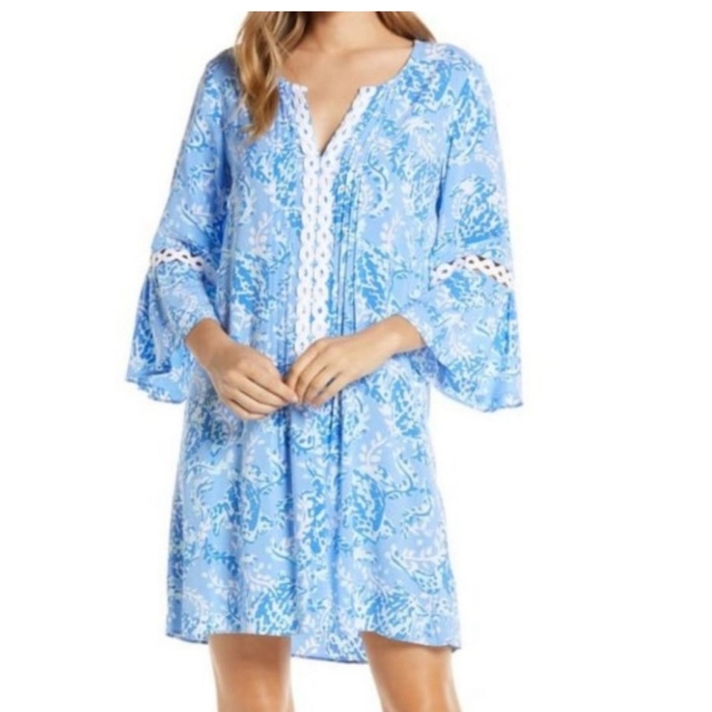 LILLY PULITZER Hollie Tunic Dress Blue Peri Turtles Sz. Medium sea turtles